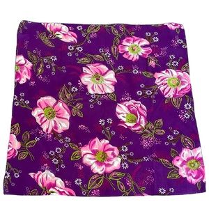 Vintage nylon chiffon Bright Purple Floral Square scarf